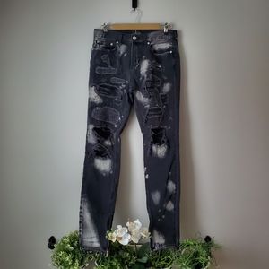PacSun // stacked skinny jeans with heavily distressed denim